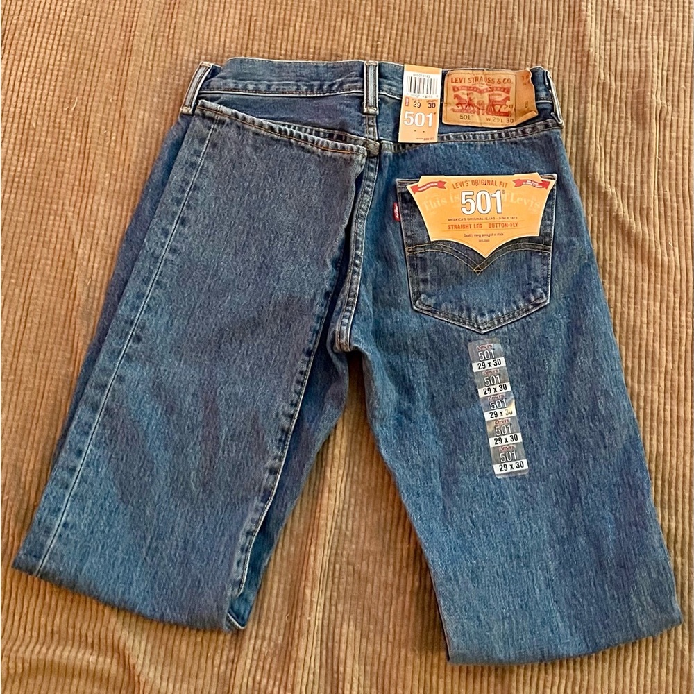 Levis 501 Jeans Mens 29x30 Blue Original Fit Button Fly Straight Leg Denim 💙